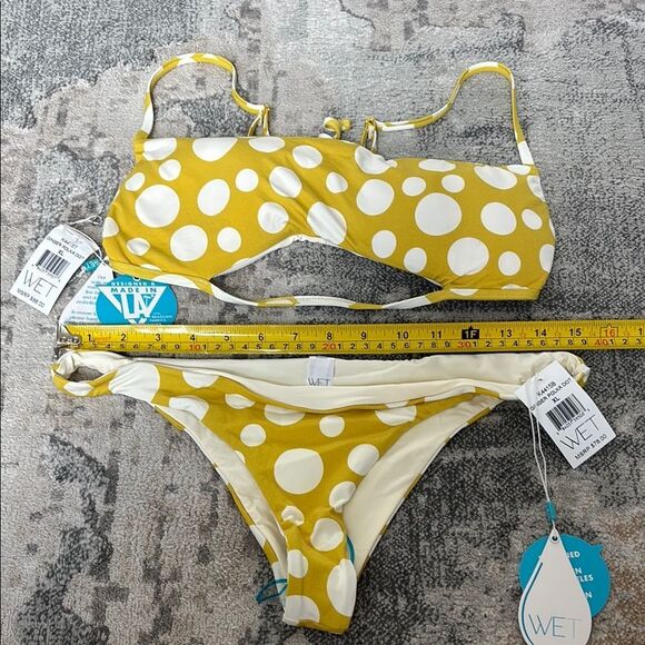 Yellow and White Polka Dot Bikini Swimwear - Picture 7 of 10